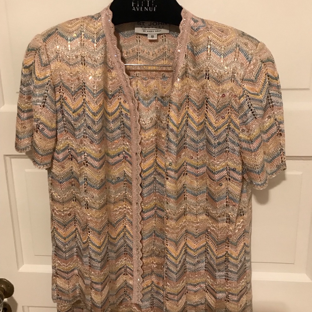 St John Couture 2-Piece Suit Jacket Skirt Shoulder Pads Vintage Sz 10